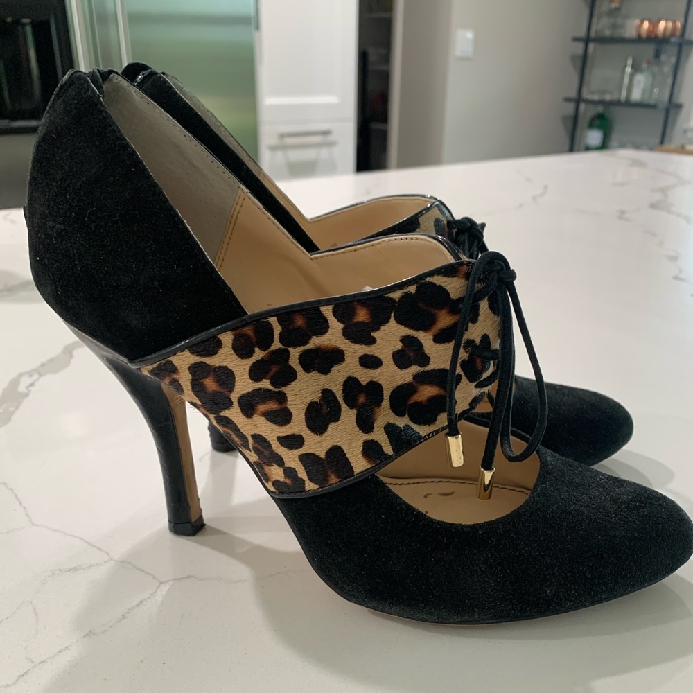 Leopard Suede Heels (Size 9)